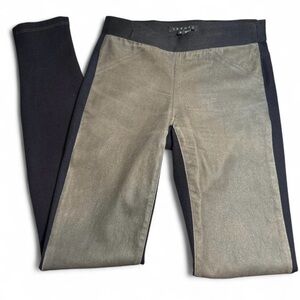Theory Lamb Leather Front Panel Leggings Size 00 with Distressing